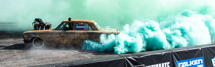 A Custom SEMA build does a burnout