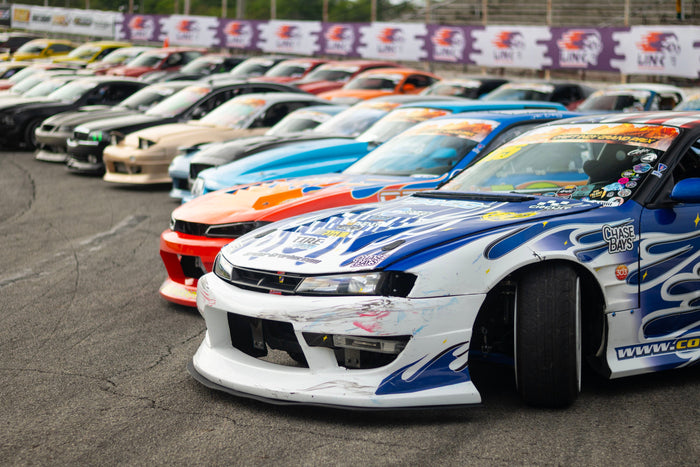 DIGP cars lined up at Drift Indy Round One
