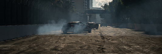 Drivers warming up on the Formula DRIFT Long Beach street course